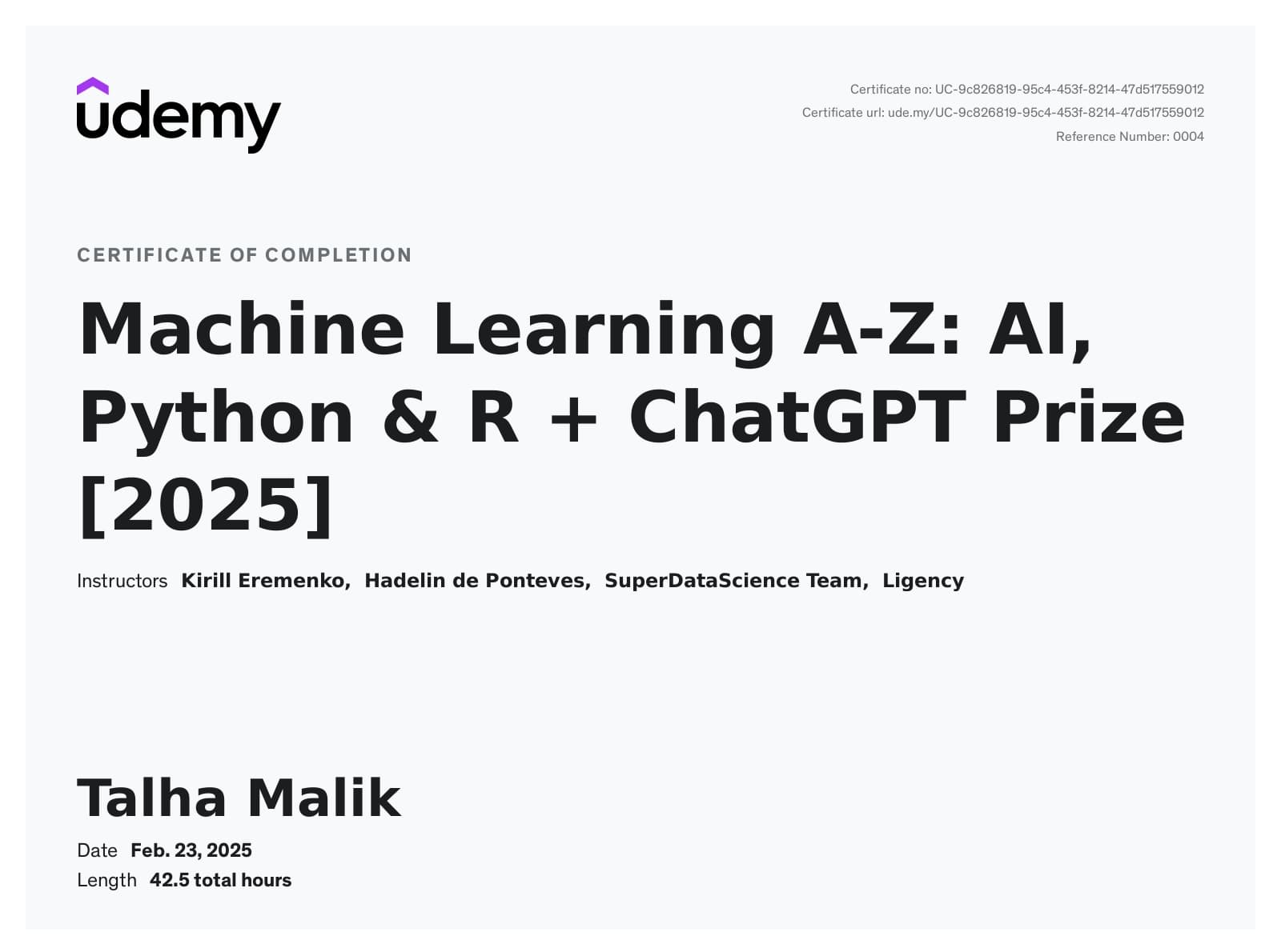 Machine Learning A-Z: AI, Python & R + ChatGPT Prize